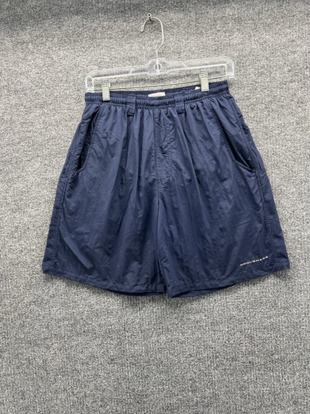 Columbia Swim Trunks Mens Small Blue Solid Omni-Shade Mesh Lined Drawstring